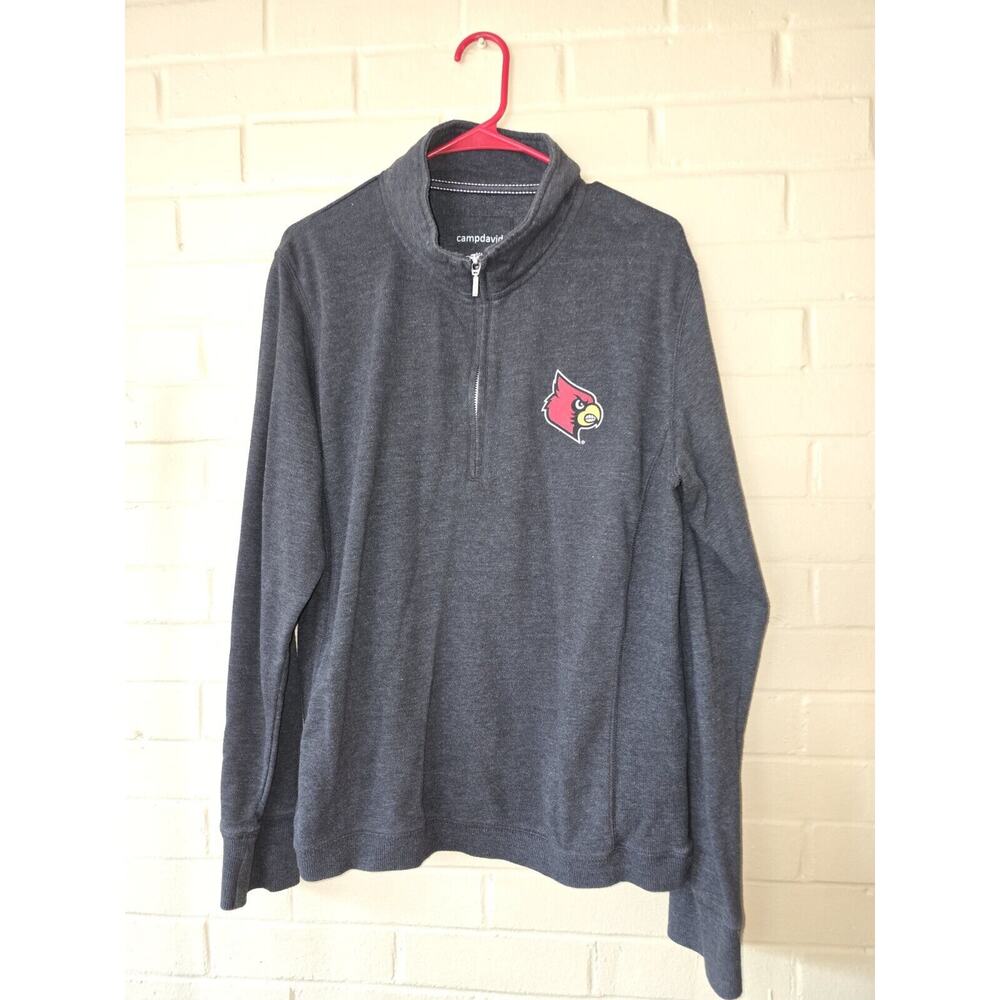 Louisville Cardinals Pullover Womens Size XL Gray 1/4 Zip Stretch Camp David